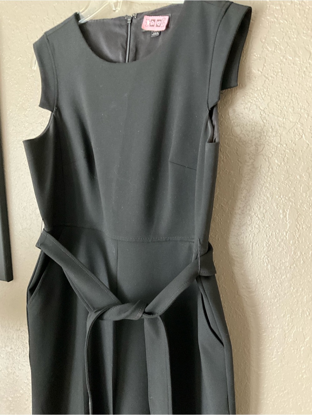 Black Sleeveless jumpsuit with sash and pockets
